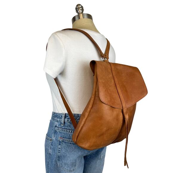 Raven + Lily Handcrafted Soft Natural Leather Brown Tan Backpack - Picture 3 of 13